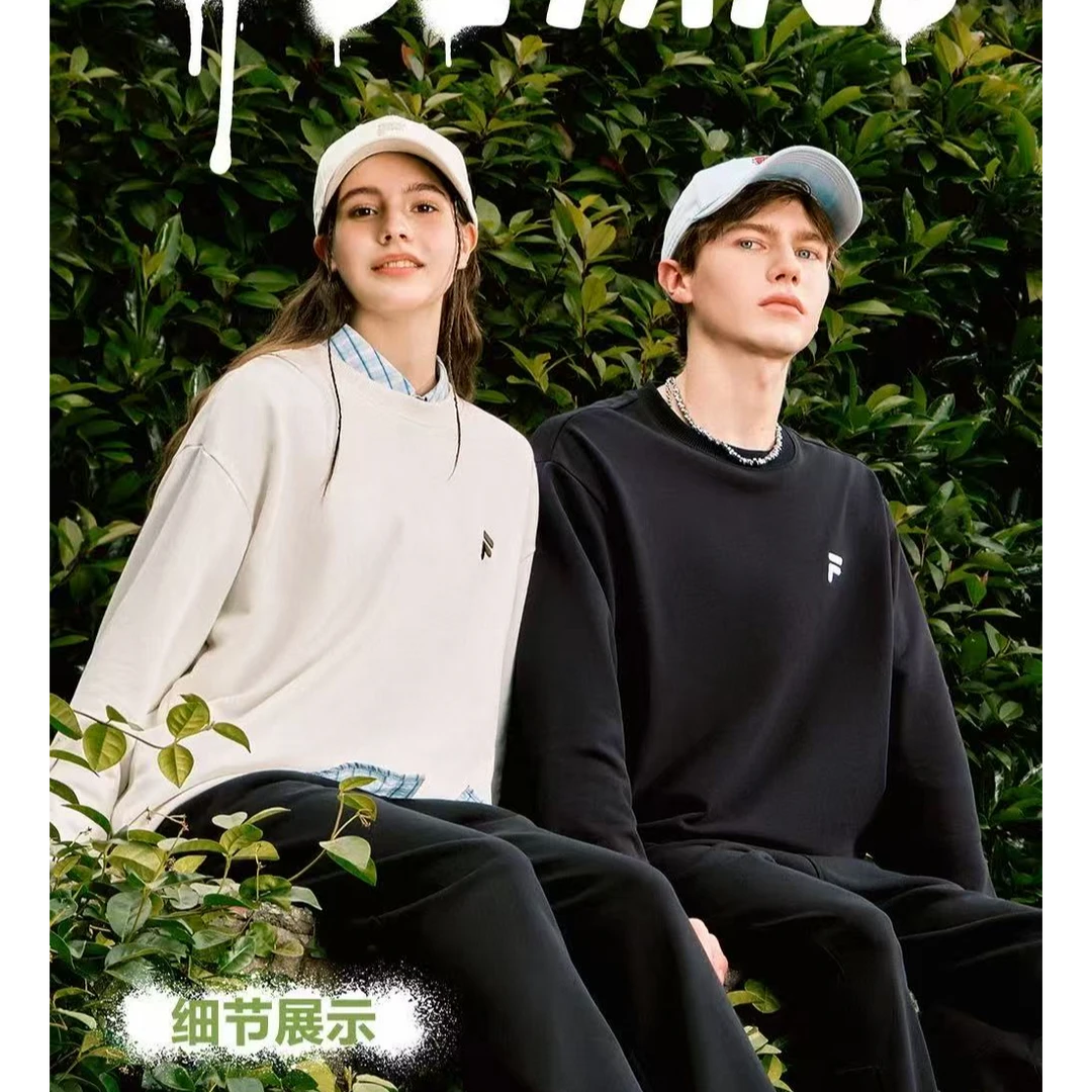 FILA FUSION斐乐情侣款套头卫衣25秋休闲宽松针织上衣T11U533203F