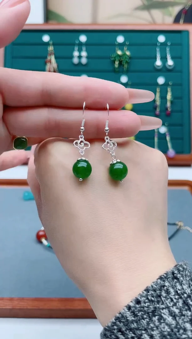 【闪购商品】玛瑙/玉髓耳饰银S925镶嵌8896