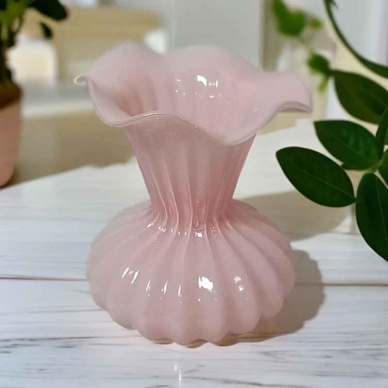 170荷叶口简约玻璃花瓶小号琉璃花瓶
