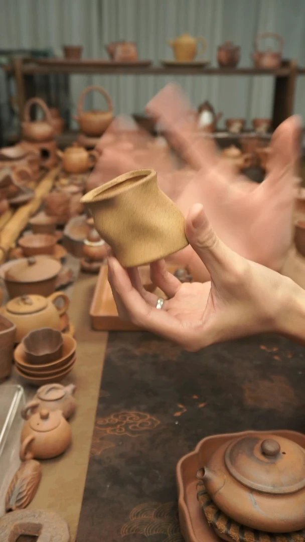 老岩泥原矿料老岩泥 手捏异形树桩杯80ml