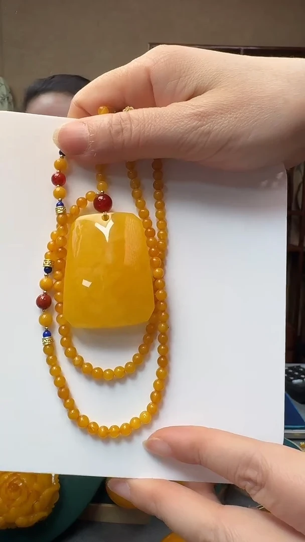 未镶嵌吊坠(赠链)琥珀蜜蜡方牌套装