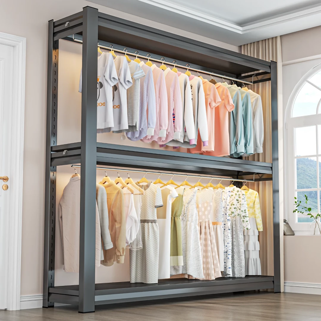 货架衣柜卧室家用简易金属落地衣帽架宿舍组装置物架开放式挂衣架