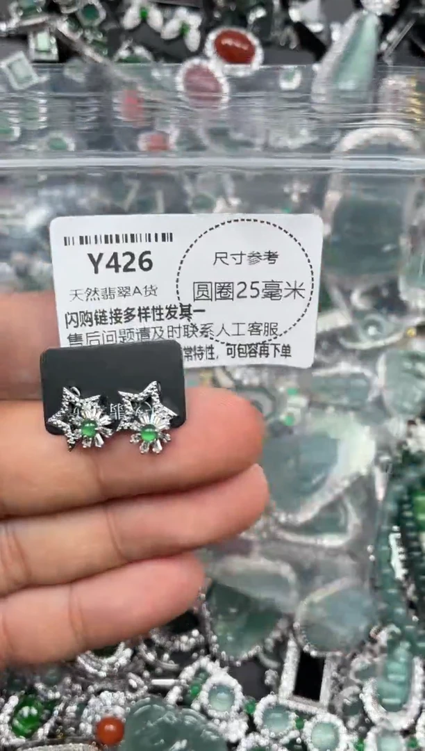 颈饰未镶嵌翡翠Y426耳钉