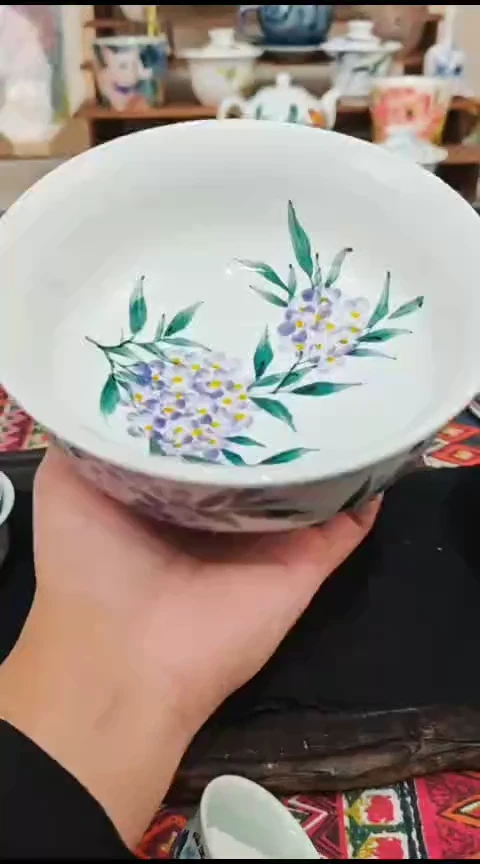 瓷片陶瓷高端国画手工釉下陶瓷浮力价