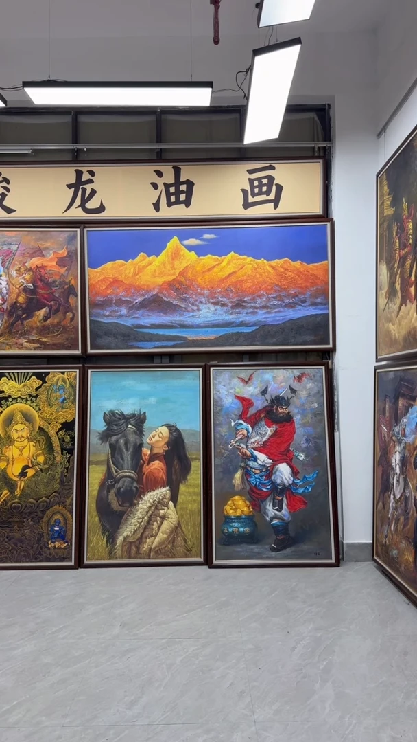 油画张俊龙原创油画梅里日照金山办公室背景版画装饰挂画