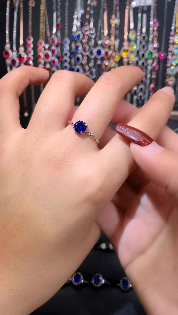 【闪购商品】蓝宝石戒指银S925镶嵌银色