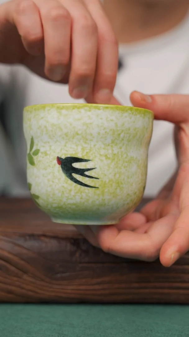 瓷片92寻一缕瓷香杯釉下手工手绘瓷器