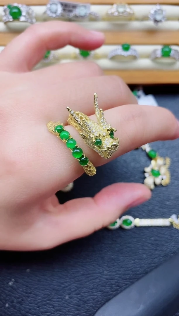 银S925镶嵌戒指翡翠石**姐1