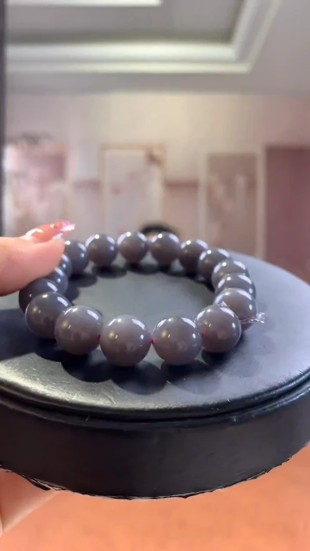 和田玉未镶嵌挂件烟紫浓紫单圈12mm