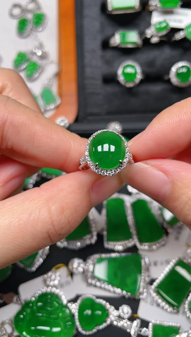 银S925镶嵌戒指翡翠宁*翡翠