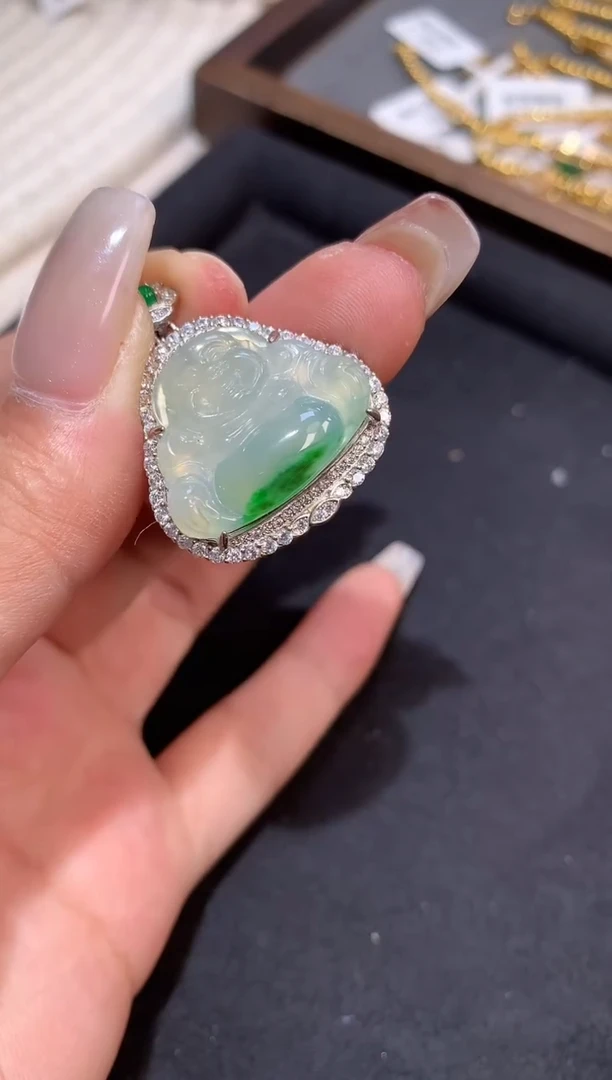 吊坠(不含链)银S925镶嵌翡翠【挽石珠宝】佛公