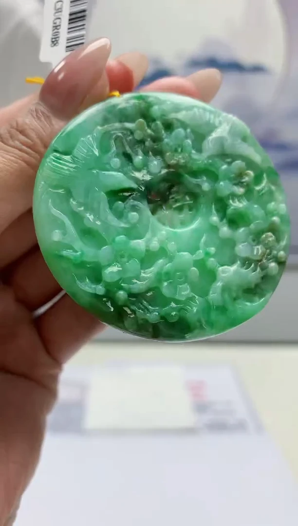 【闪购商品】定制翡翠未镶嵌4812MM-毛货挂件33