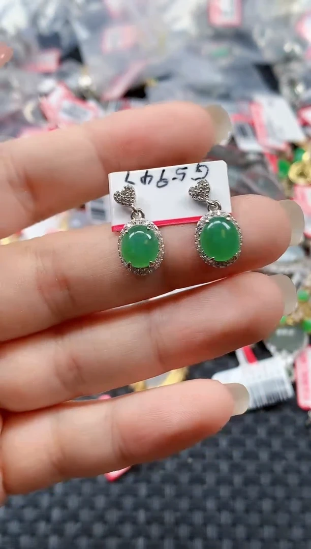 银S925镶嵌戒指翡翠天然A货缅甸翡翠