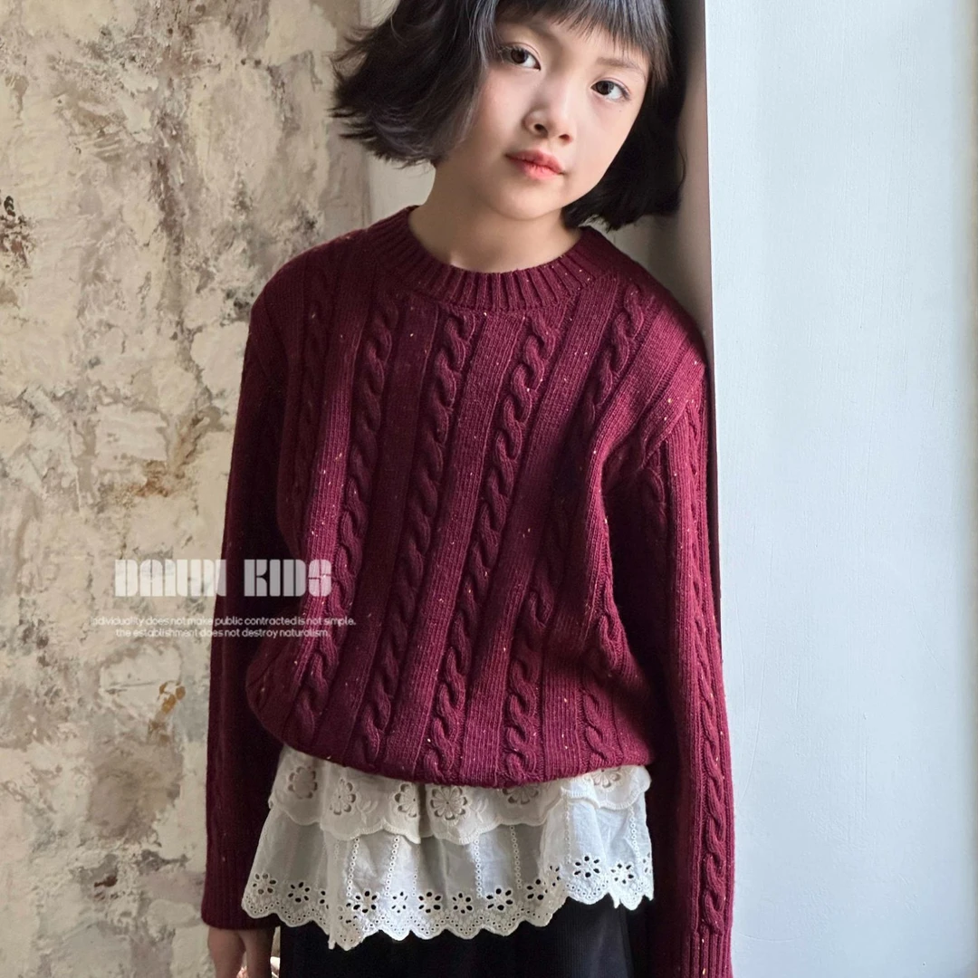 【嗒囜】女童时尚百搭套头麻花羊毛针织衫儿童圆领洋气宝宝秋冬毛衣
