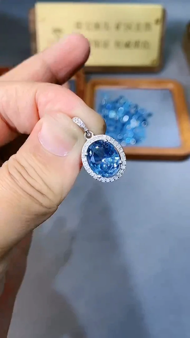 【闪购商品】海蓝宝石颈饰银S925镶嵌354