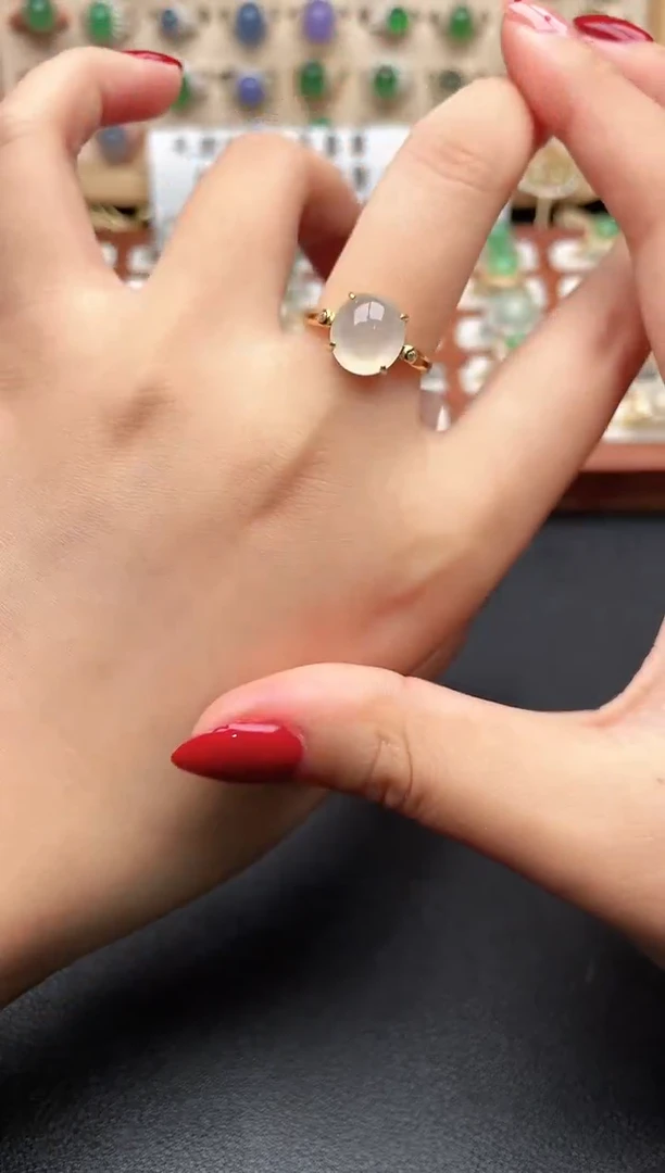 银S925镶嵌戒指翡翠一物一证一礼盒