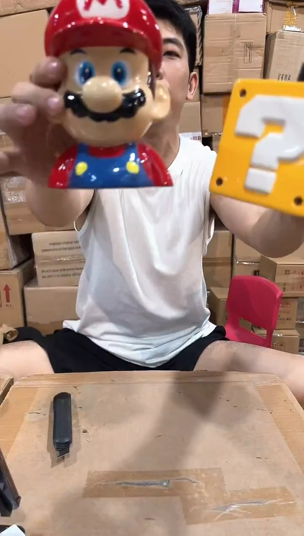 瓷片马里奥加问号按压瓶