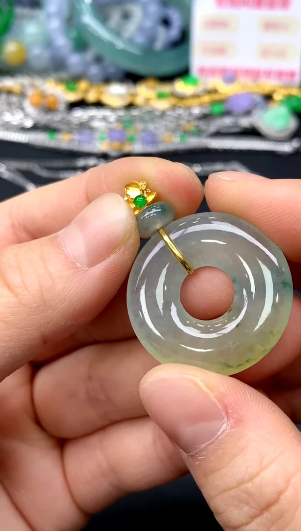 颈饰18K金镶嵌翡翠98-中国好珍宝