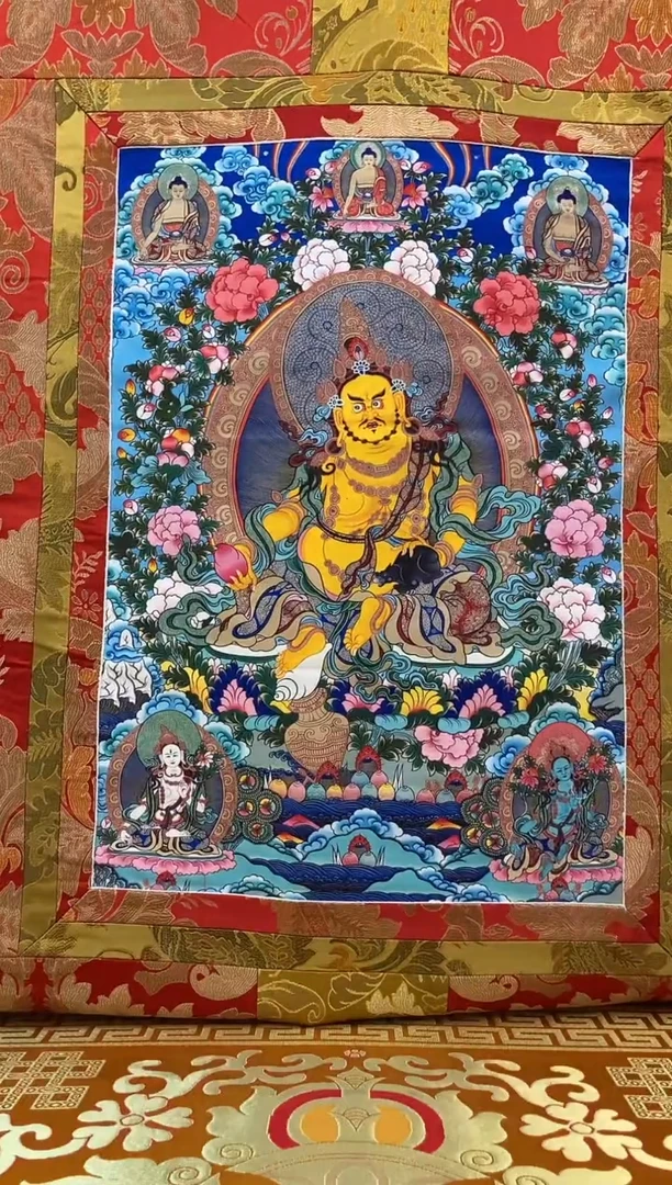 【闪购商品】卷轴画矿物质喷绘  黄财1.3m红色古棉布