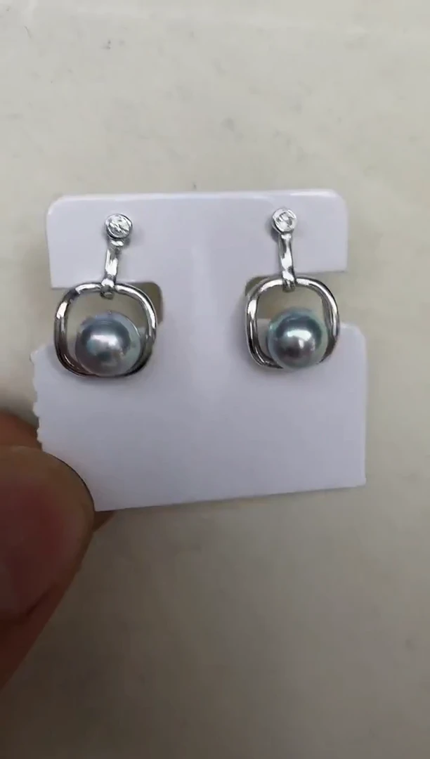 银S925镶嵌耳饰海水珍珠耳钉