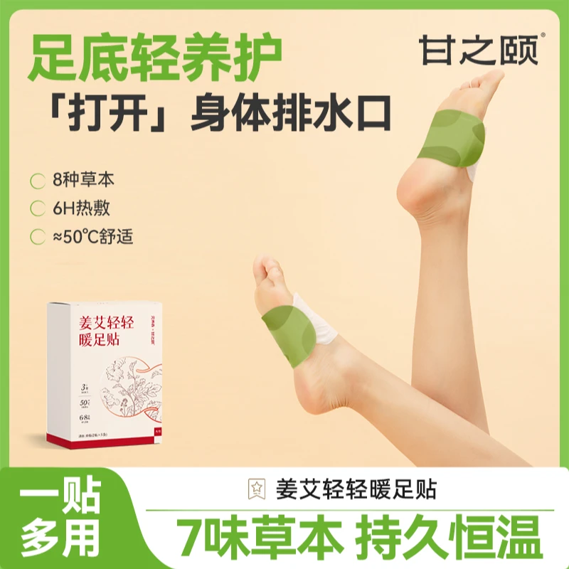 甘之颐姜艾暖足贴草本蕲艾蒸汽足贴热敷干姜艾草养护10贴/盒DB