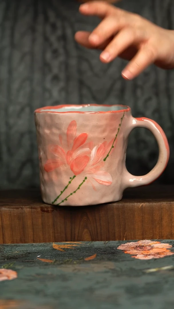 杯釉下彩手工手绘同款陶器