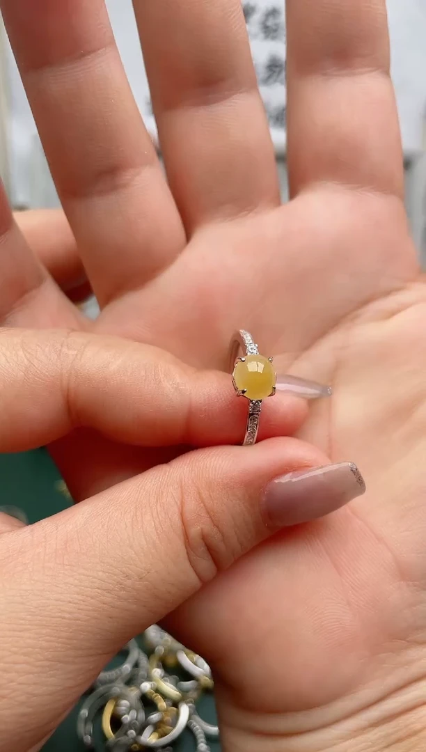 翡翠戒指银S925镶嵌.