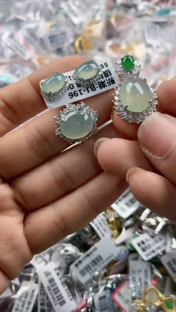 银S925镶嵌戒指翡翠222---3