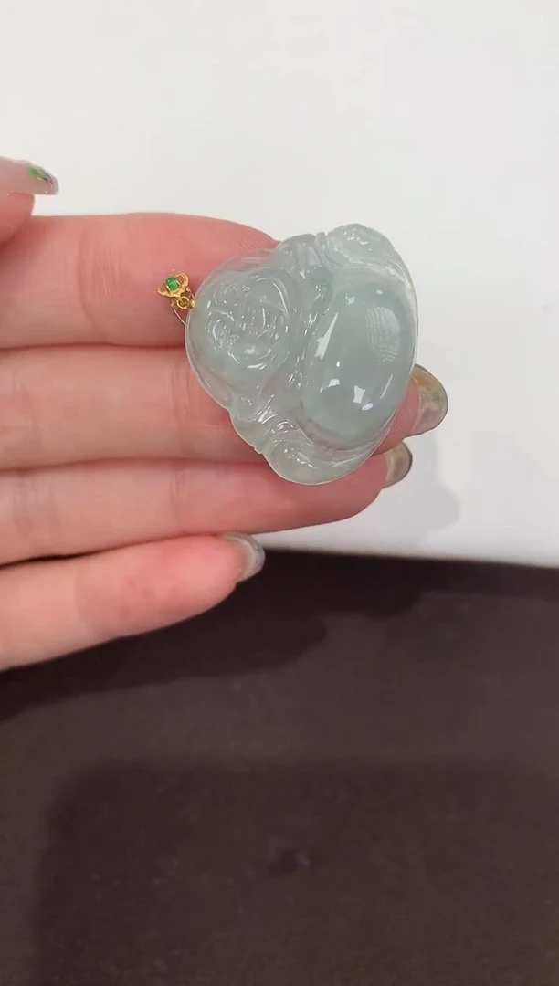 颈饰18K金镶嵌翡翠天然缅甸A货翡翠