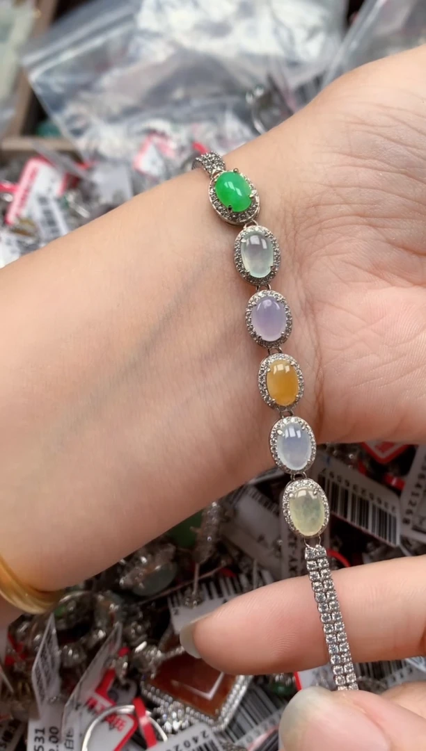 银S925镶嵌戒指翡翠天然A货缅甸翡翠