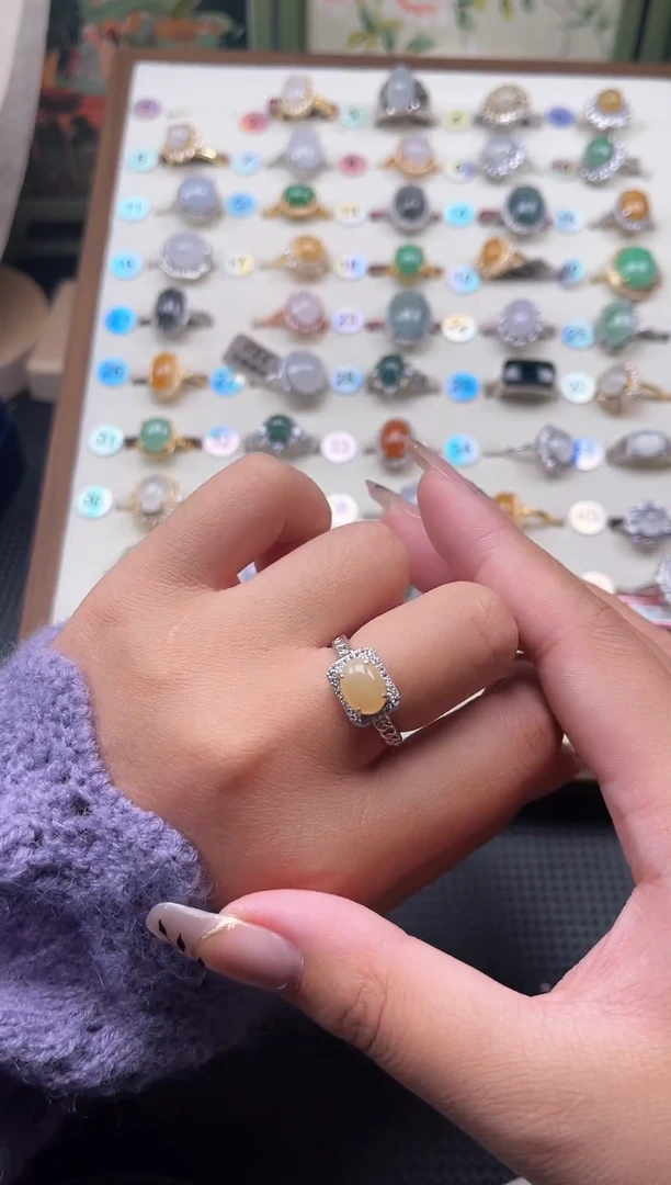 【闪购商品】翡翠戒指银S925镶嵌天然A货翡翠戒指