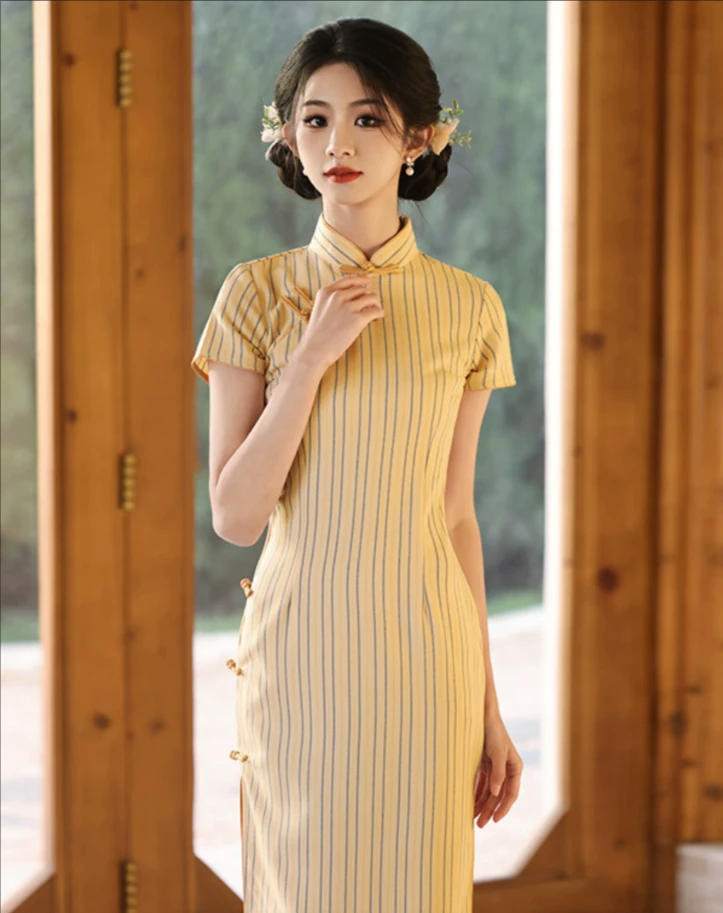 【玉面】夏季休闲风短裙复古风中长裙文艺旗袍新中式小个子修身