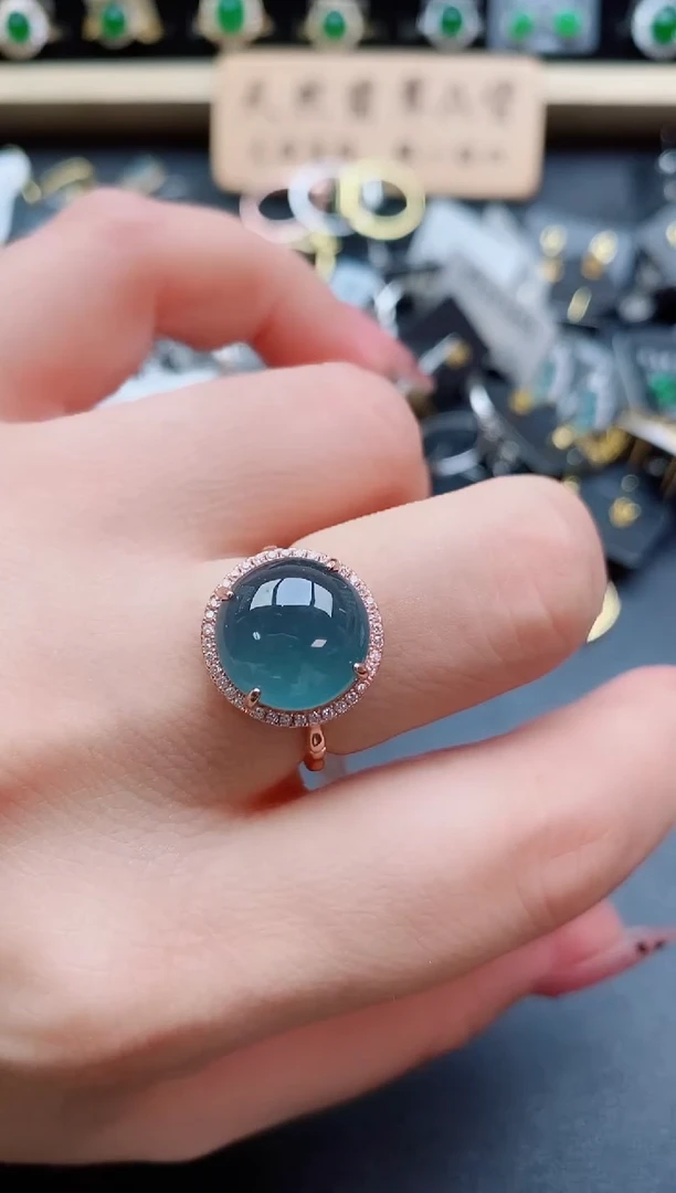 银S925镶嵌戒指翡翠1