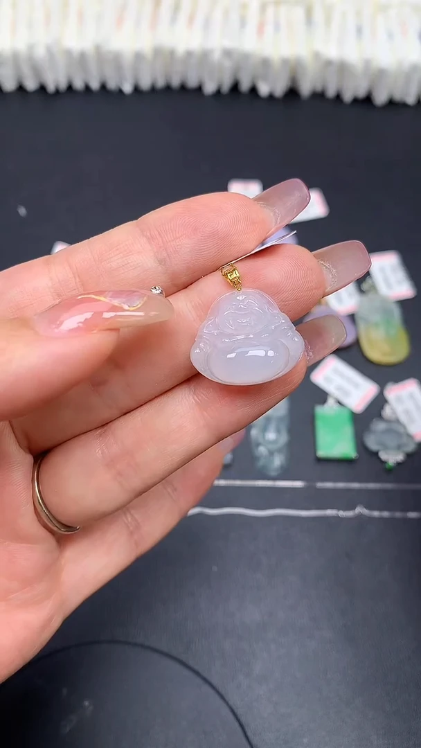 翡翠18K金镶嵌吊坠(不含链)MS190240