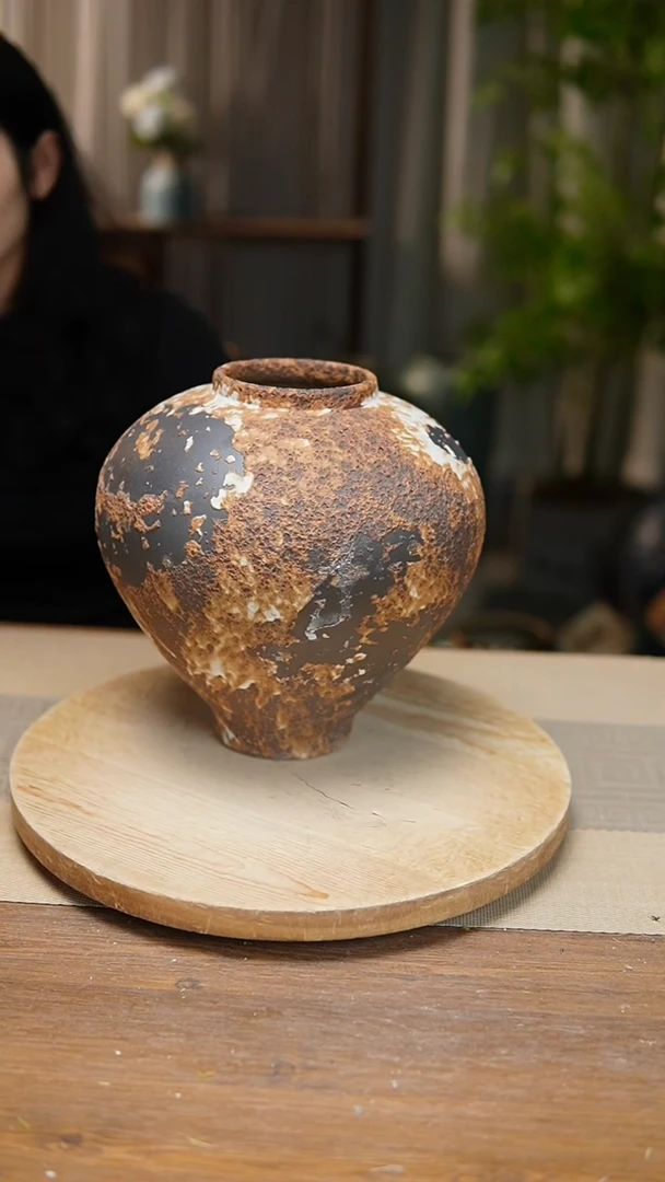 【闪购商品】陶瓷  花器诧寂棕月亮罐