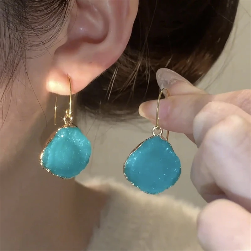 合金耳饰 【蓝色羽】气质轻奢时尚百搭复古法式小众耳环设计感耳钩