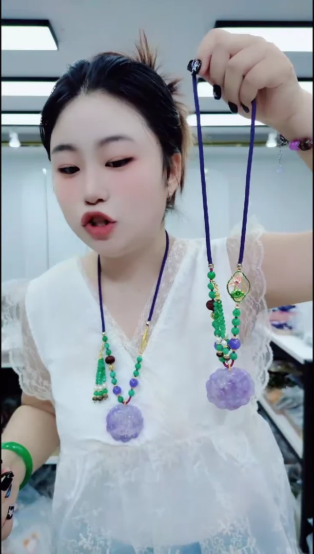 翡翠未镶嵌颈饰1006紫大花链