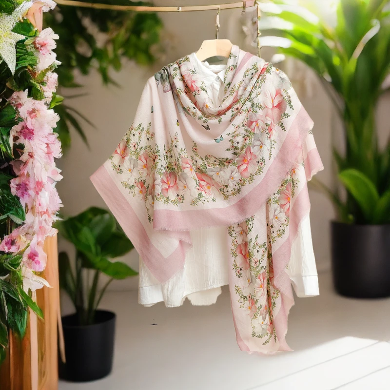 奢凌羊【寻梦独角兽】95*200康赛妮纯山羊绒春夏围巾百搭高档披肩