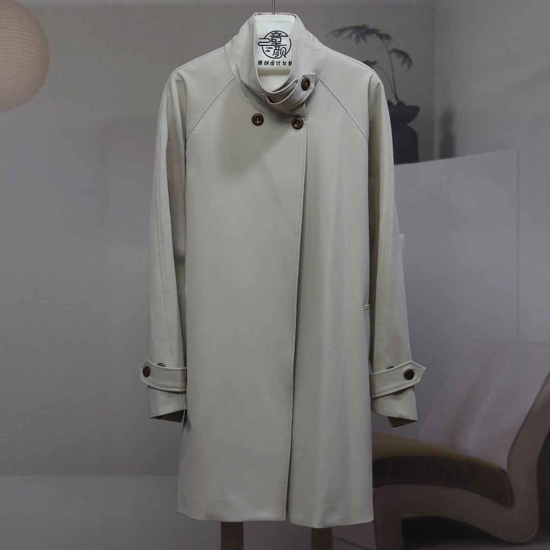 【8496】高品质原创设计米杏色时尚百搭风衣外套童