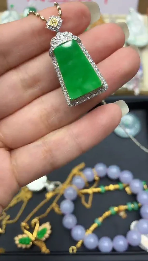 吊坠(不含链)18K金镶嵌翡翠583-中国好珍宝