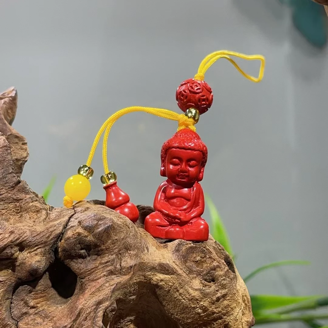 含辰砂工艺品朱砂宝宝佛挂坠气质