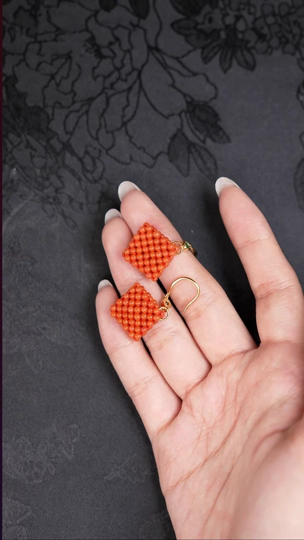 银S925镶嵌南红玛瑙耳饰多样性发其1