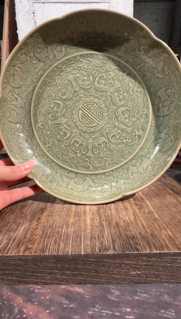 微瑕耀州窑百福盘