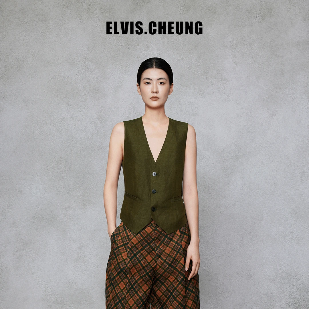 ELVIS.CHEUNG蒋云開運25AW新品 丝麻经典合身系带马甲