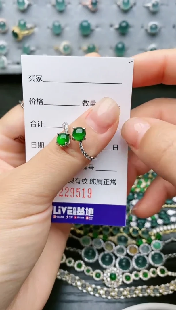 【闪购商品】翡翠戒指银S925镶嵌9519