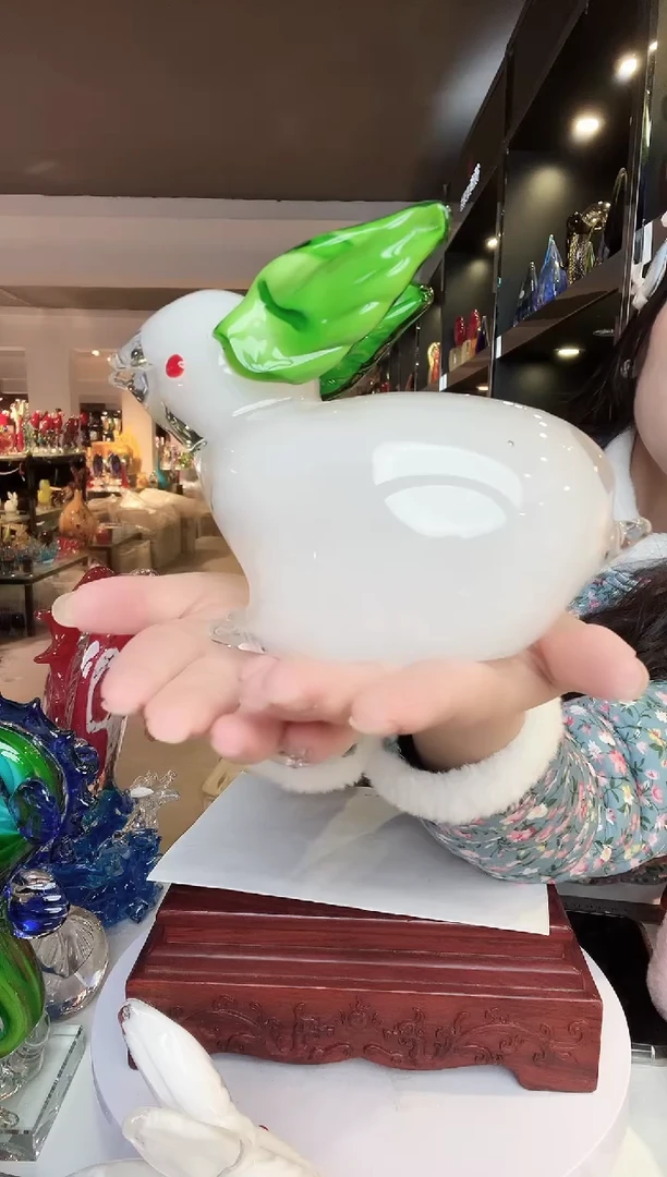 【闪购商品】茶盏手工琉璃的白玉兔子