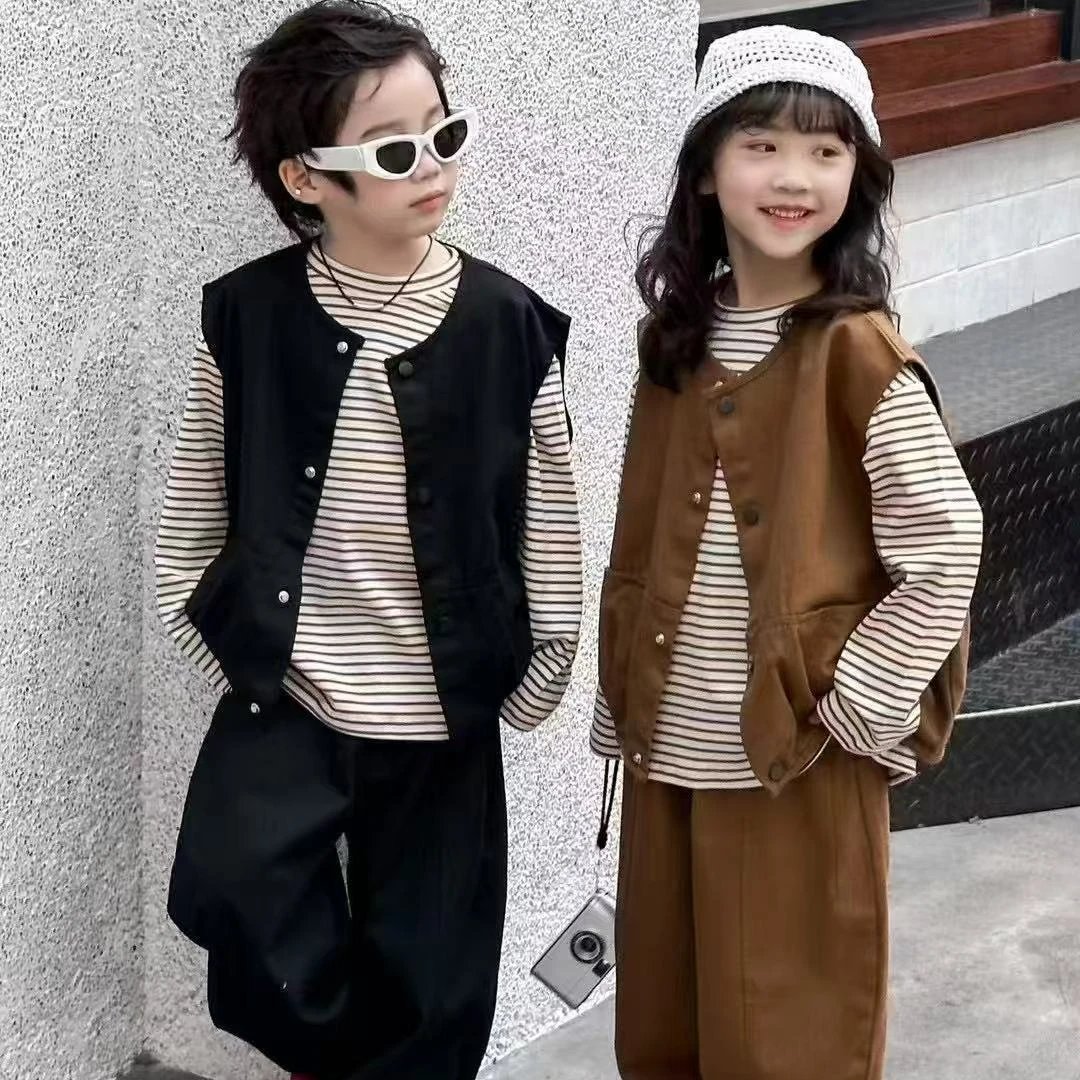 【三木家】休闲小套装时尚条纹百搭韩版洋气