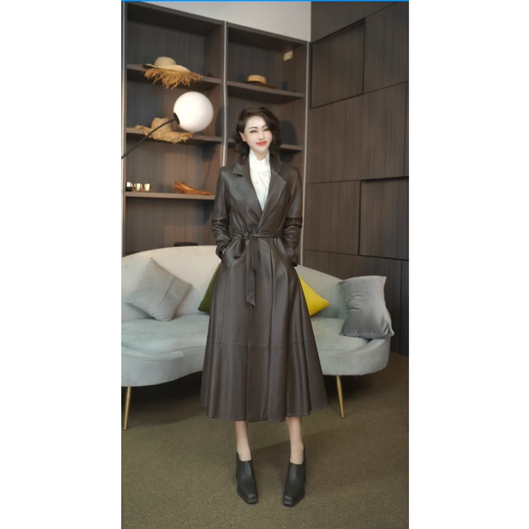 【真皮风衣】显瘦收腰中长款气质  AYLT6165款