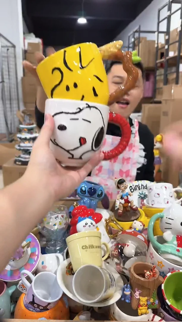 瓷片史努比小黄鸡对杯