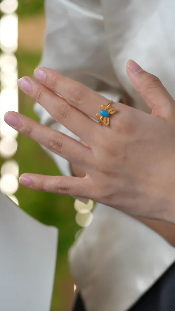 银S925镀金镶嵌绿松石戒指秒拍号44